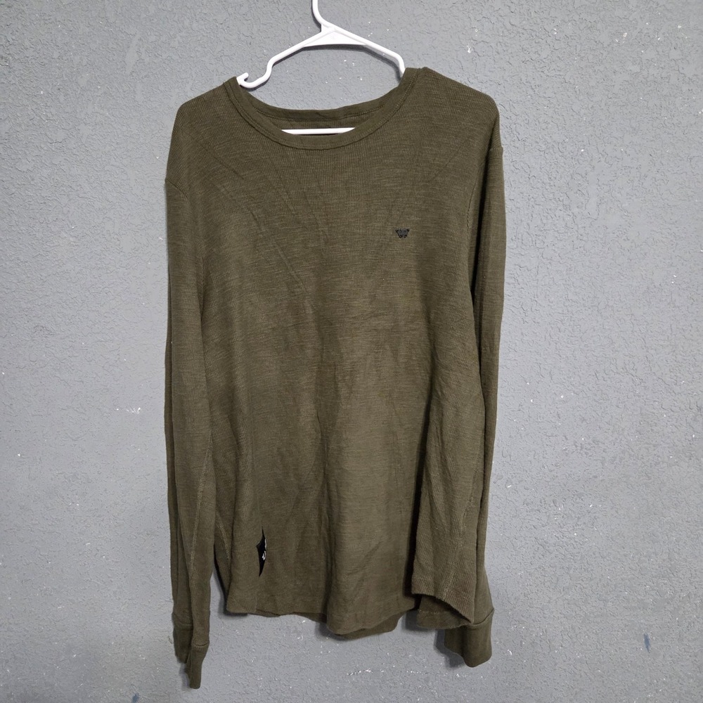True Religion x Westbrook Mens Olive Green Thermal Crew Neck Shirt MC31021AQ2